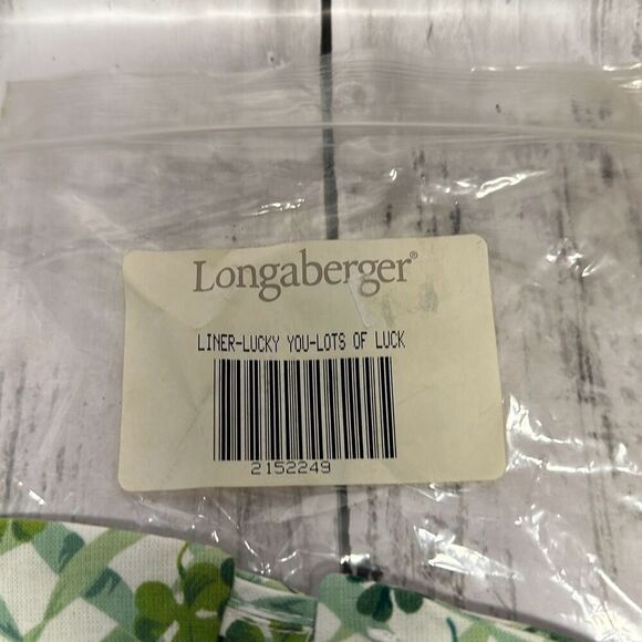 LONGABERGER 2002  LOT of LUCK Lucky You Basket SHAMROCK Liner #2152249 - NIP - Picture 2 of 5